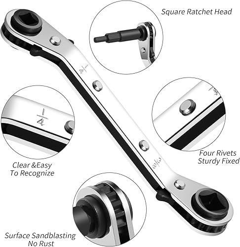 Miniatura 2 de Juego de 2 llaves de servicio HVAC, 316 a 38 pulgadas y 516 pulgadas x 14 pulgadas, herramientas HVAC con 2 adaptadores de puntas hexagonales para