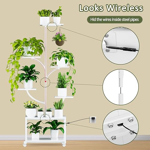 Miniatura 4 de Soporte para plantas de interior con luces de cultivo, soporte de esquina de 60 pulgadas de alto y 7 niveles para plantas de interior, estante de