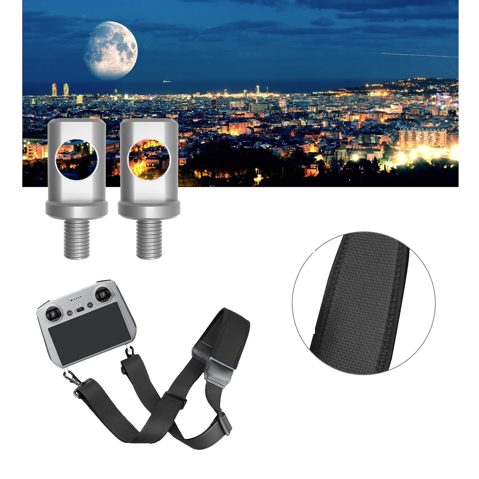 Sangle Cou Pour Télécommande DJI Mini 3 / Mini 3 Pro - Dragonne En Nylon Réglable, Crochets Métal - Libère Les Mains - 2