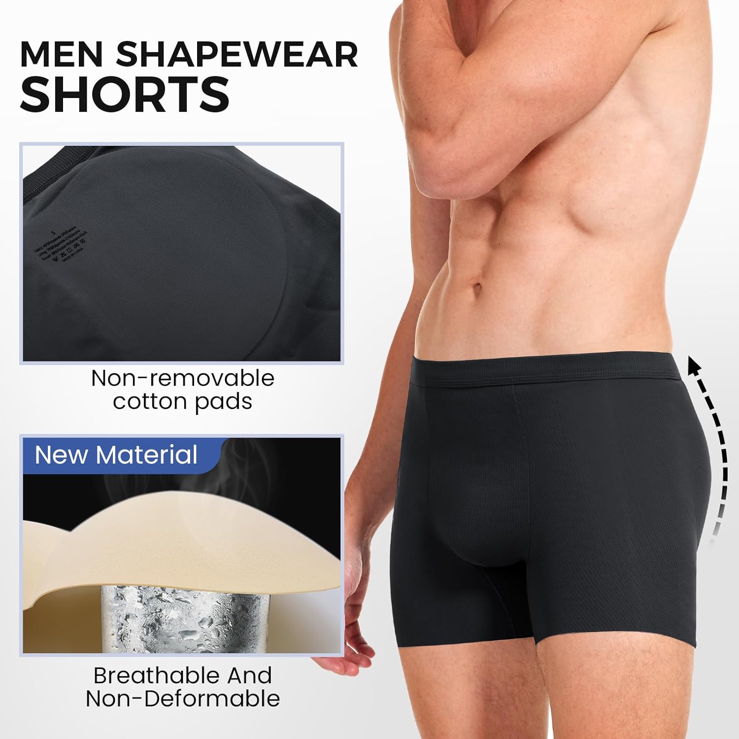 Mens Padded Boxer Briefs Tummy Control Body Shaper Butt Lifter Panties Seamless Body Shapewear Hip Enhancer - Image 4