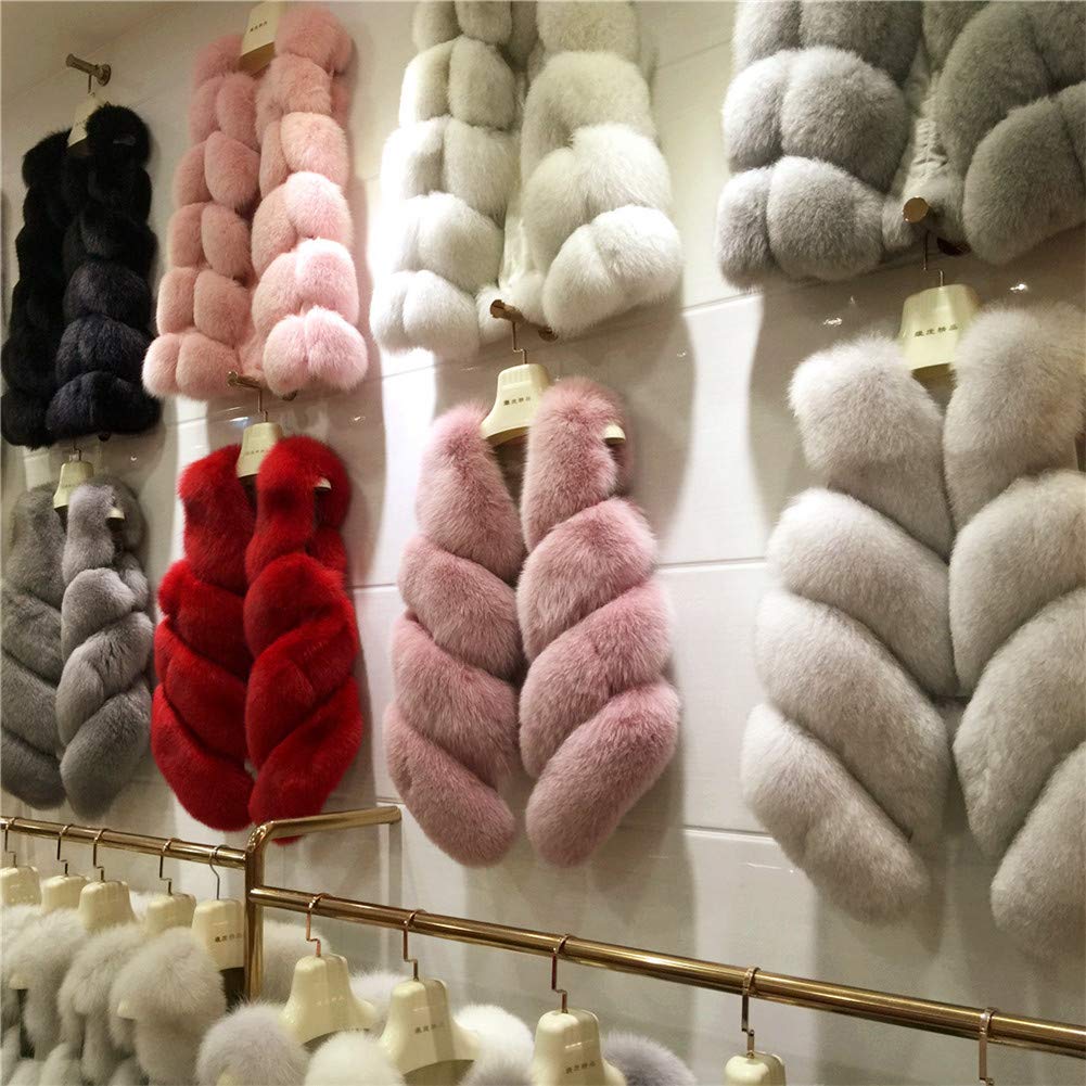 MISSMAO Femmes Manteaux pour Faux Fourrure Gilet Élégant sans Manches Long Gilet Chaud Manteau de Fourrure Fausse Fourrure Longue Fourrure Veste Hauts Outwear Veste d'Hive Gris Clair 2XL