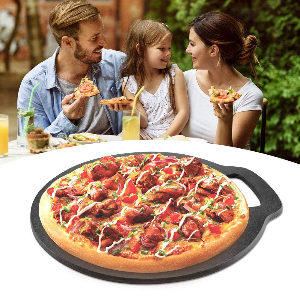 Piedra para Hornear Pizza de Hierro Fundido Antiadherente con Ergonómico Material Seguro y Duradero para un Delicioso Pan de Pizza Adecuado para Uso en Horno