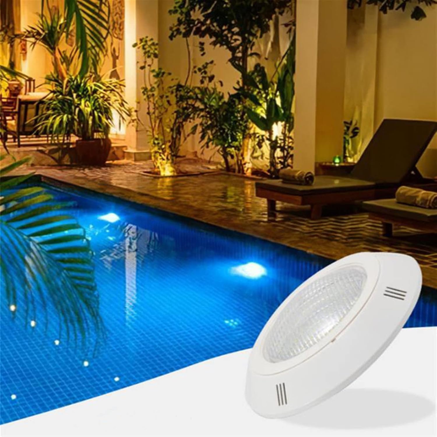 LED Swimming Pool Light IP68 Color Changing AC12V White Led Underwater Lamps Outdoor ABS Fountain Lamp RGB Colorful Pond Lights(Warm White,25W)