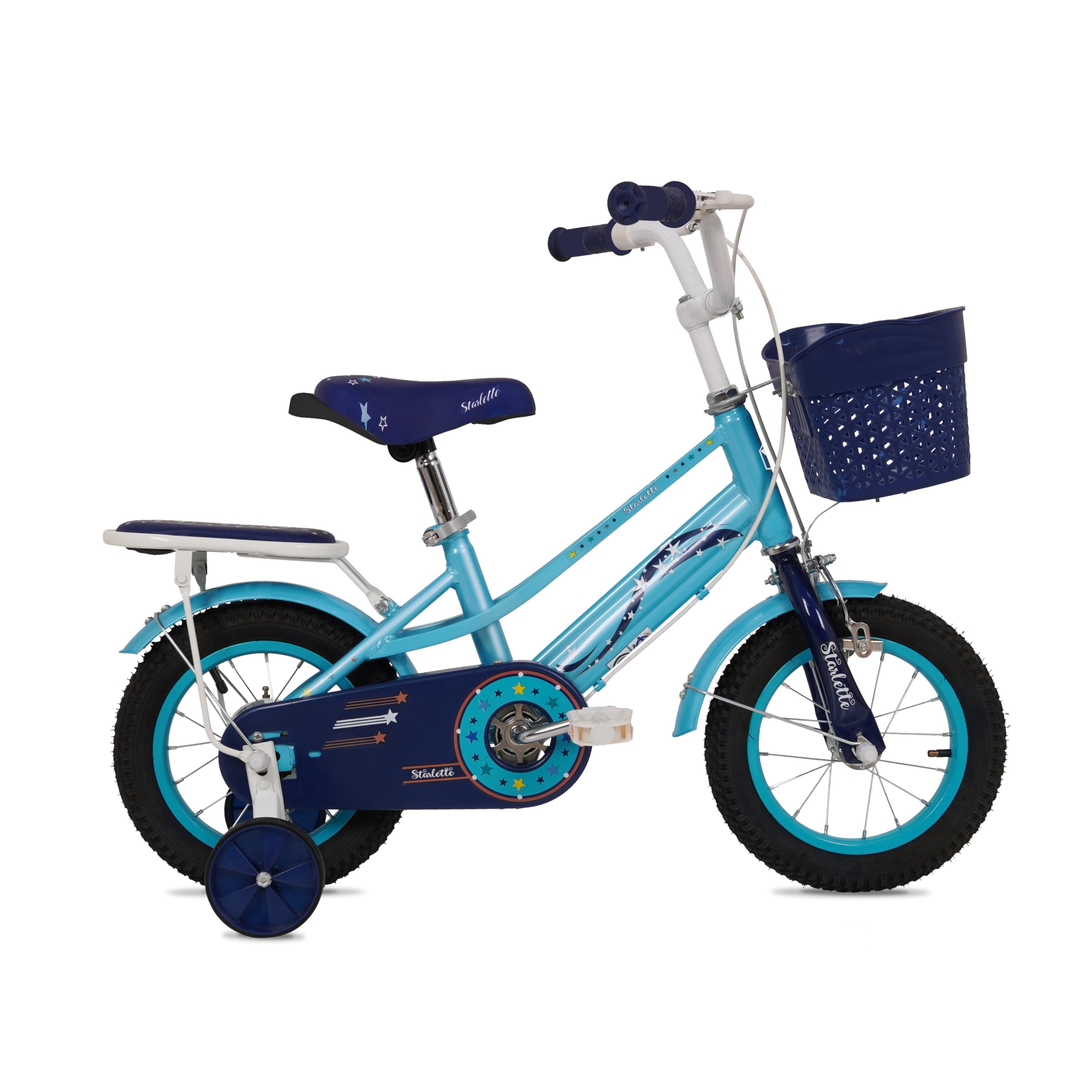 Vaux Starlette Kids Road Bike With Basket for 4-10 Years Girls, Adjustable Seat,Handbrake, Mudguards, 12/14/16/20 Inch Bicycle with Training Wheels