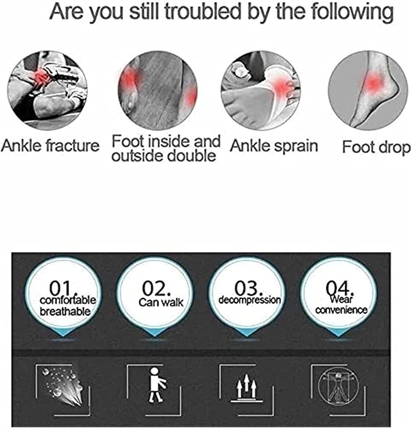 Foot Drop Orthosis Stabilizer with Breathable Plantar Fasciitis Night Brace Ankle Support Splint for Pain Relief,Right,M-Left-L