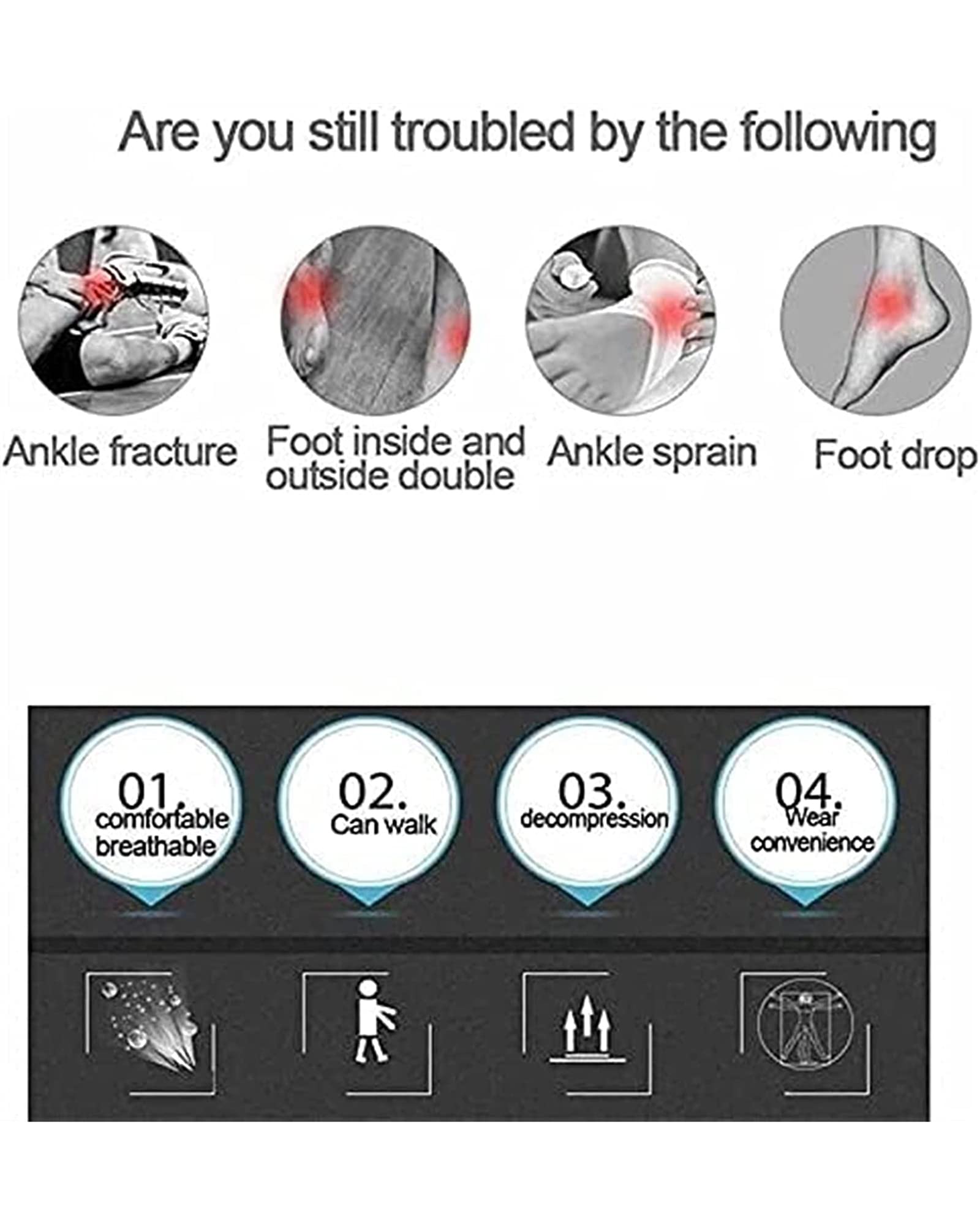 ortesis para el pie, Órtesis estabilizadora for pie caído con soporte nocturno transpirable for fascitis plantar y férula de tobillo for aliviar el dolor (derecha, M, izquierda-L)(Left,L)
