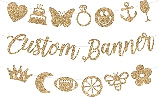 Custom Script Party Banner for Birthday, Wedding, and Party/Personalized Name Cursive Banner/Customizable/Gold/Silver