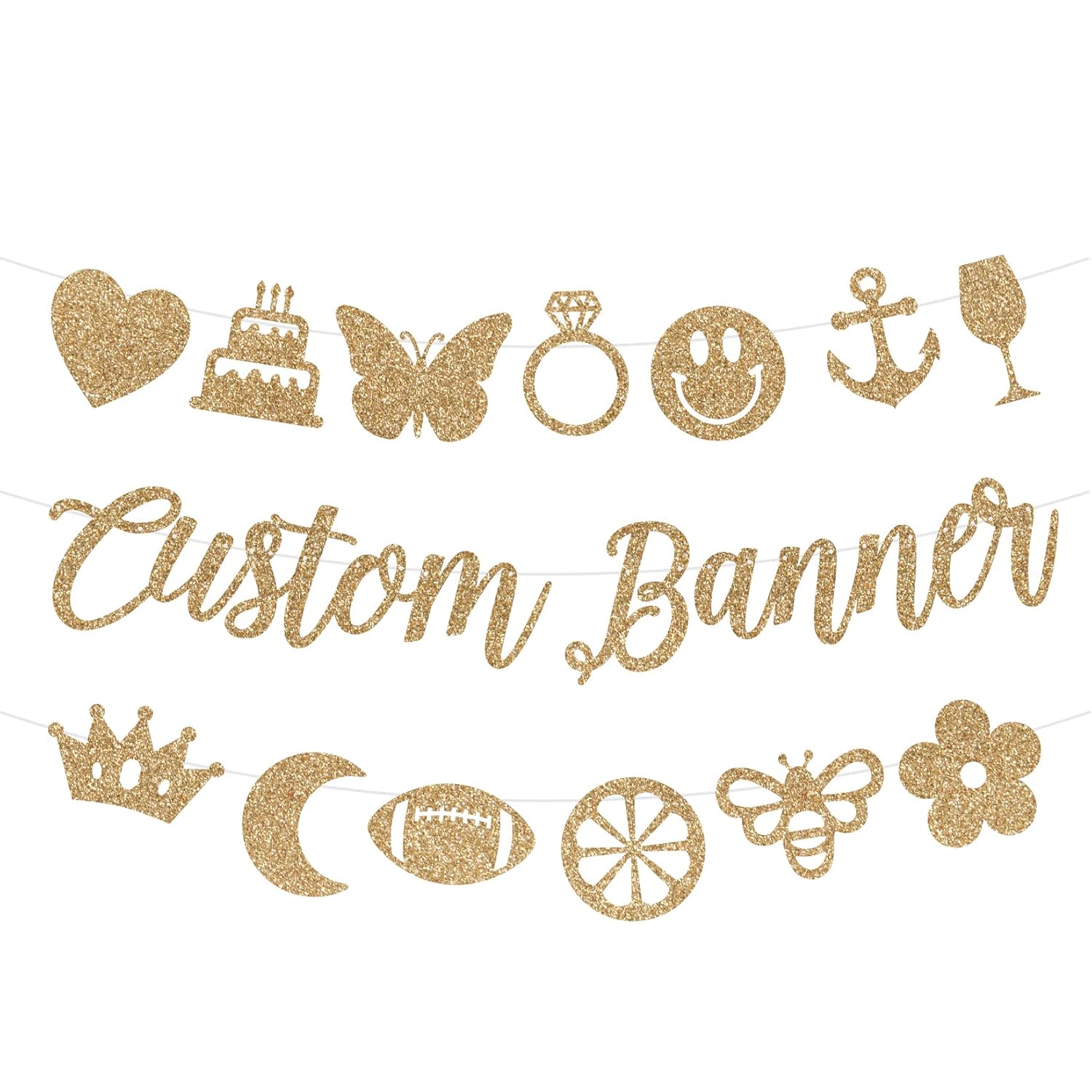 Custom Script Party Banner for Birthday, Wedding, and Party/Personalized Name Cursive Banner/Customizable/Gold/Silver Thumbnail