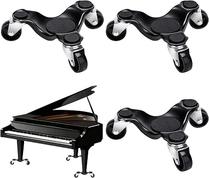 3 Pcs Piano Dolly, 6.3" Piano Moving Dolly with Non-Slip Pad, 1000 lbs Load Capacity Wheels Swivel Caster for Concert Hall College Home Musical Instruments Transport Move3,3 Wheels
