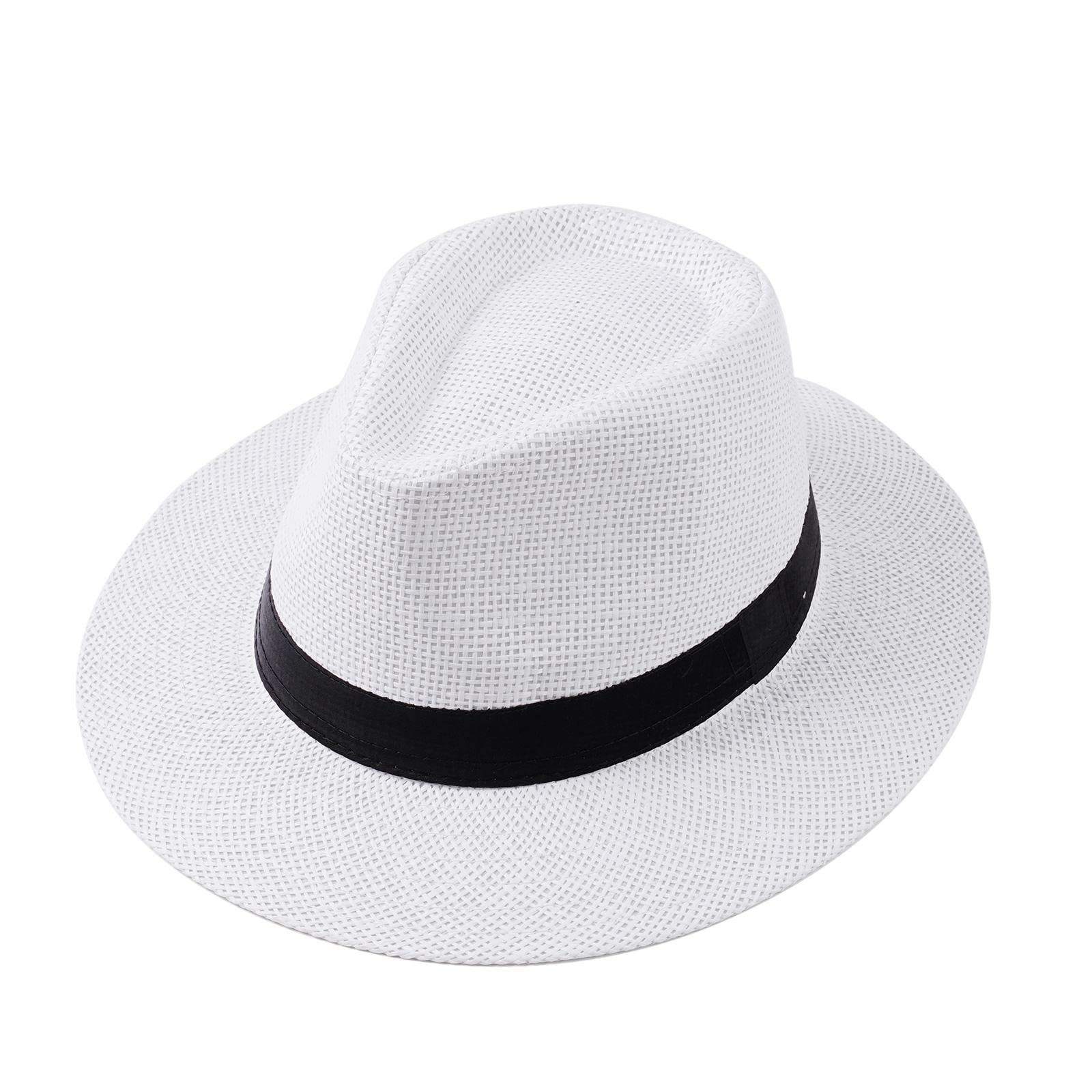 LIUZHIPENG Sombrero Panamá de ala ancha para verano, informal, sombrero de paja para la playa, para hombre y mujer, viajes y exteriores