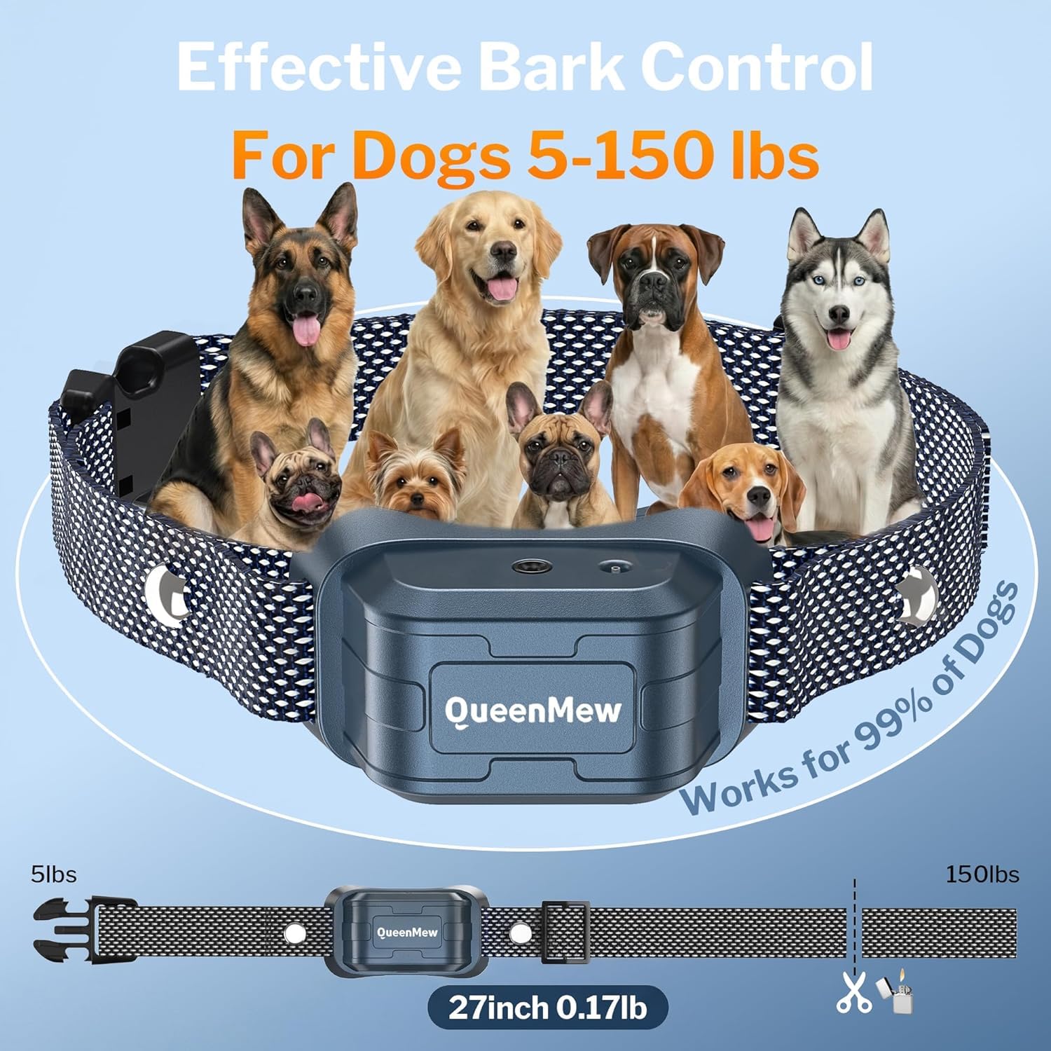 Collier Anti Aboiement Chien, Collier Anti Aboiement Chien Citronnelle Spray, 2 Modes de Pulvérisation Réglables, Anti-aboiement Automatique, Collier de Dressage pour Chien, Étanche et Rechargeable