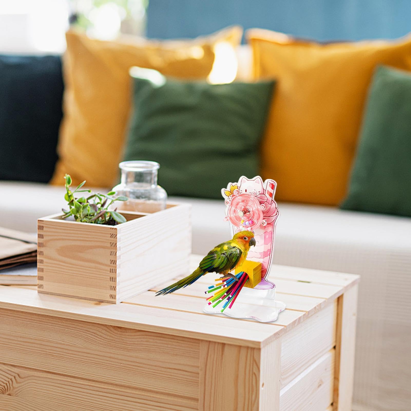 Jouet Roue Rotative Pour Oiseaux - Pour Calopsitte, Conure, Perruche - 8 Cm, Couleurs Vives - Anti-stress