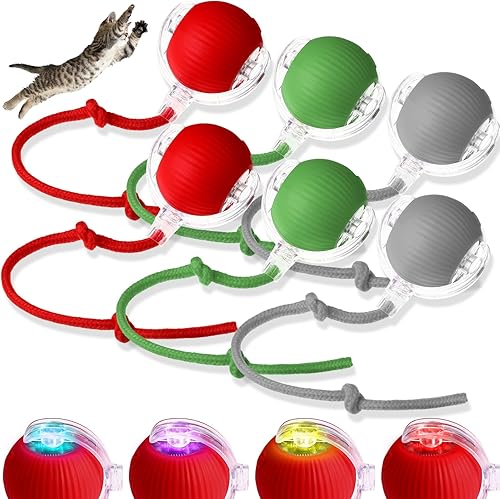 Miniatura 1 de Paquete de 6 bolas interactivas para gatos de 360, automática nueva bola rodante interactiva recargable para Navidad, regalos para gatos, perros,
