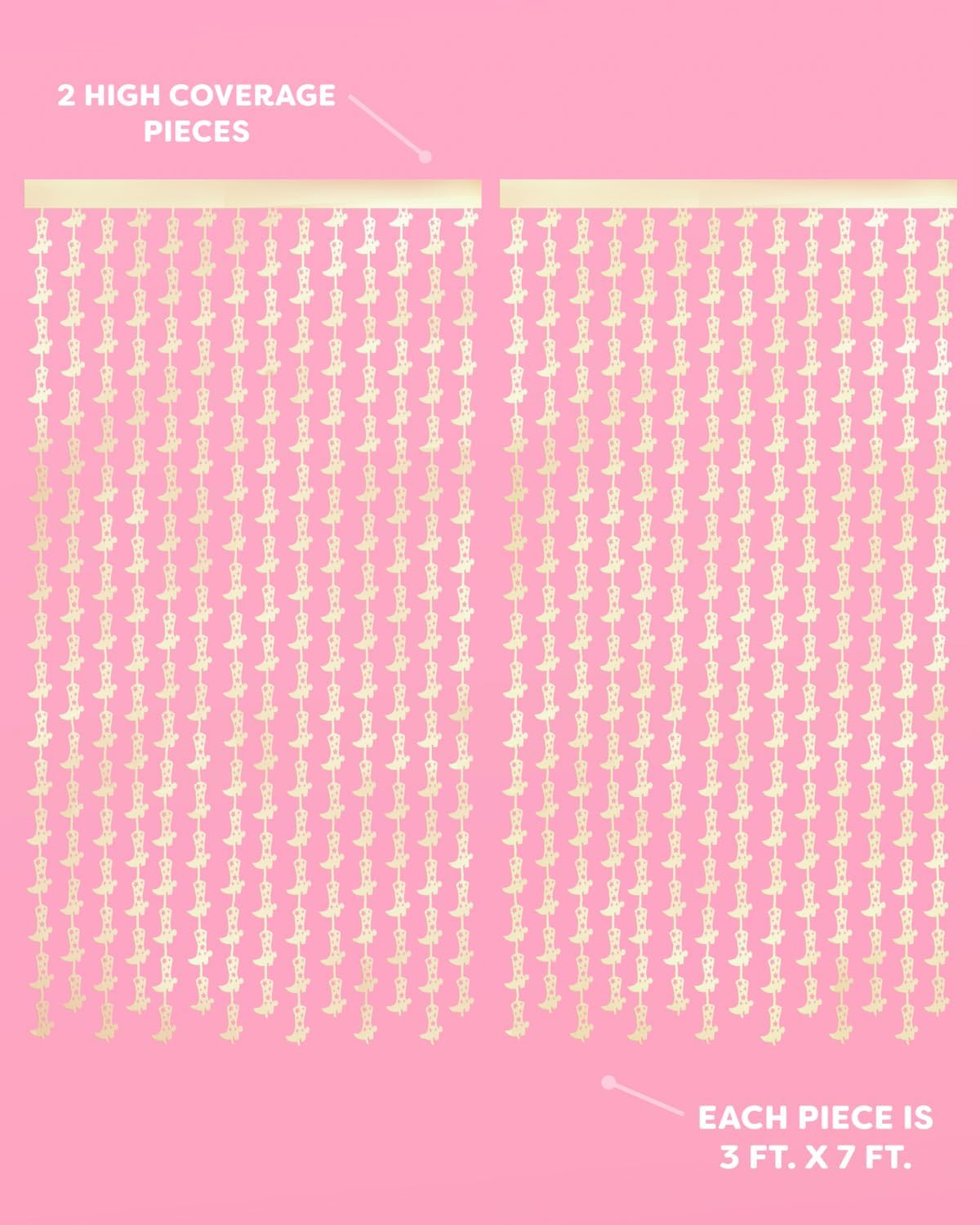 xo, Fetti Party Decorations Gold Foil Boot Curtain - Set of 2 | Cowgirl Bachelorette Supplies, Western Birthday Photo Booth, Ranch Party Decor