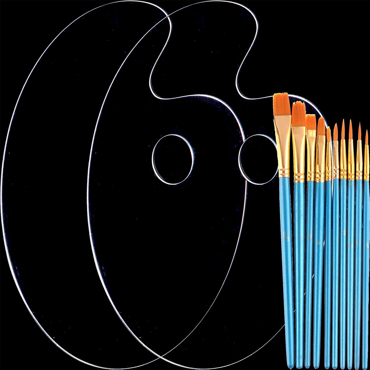 2PCS Acrylic Paint Palettes Clear Plastic Palettes Oval