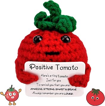 Vibbang Positive Doll Potato Good Luck Doll, Funny Potato Knitted with Motivational Card, Pocket Hug 1st Day at School Gifts, Inspirational Cute Decorative for Friends Family Office A