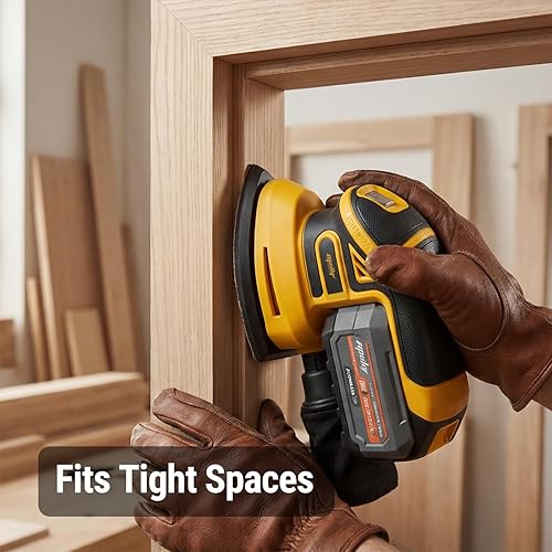 Miniatura 6 de Lijadora de detalles inalámbrica sin escobillas compatible con batería DeWalt de 20 V MAX (solo herramienta), lijadora de esquina ligera con caja de