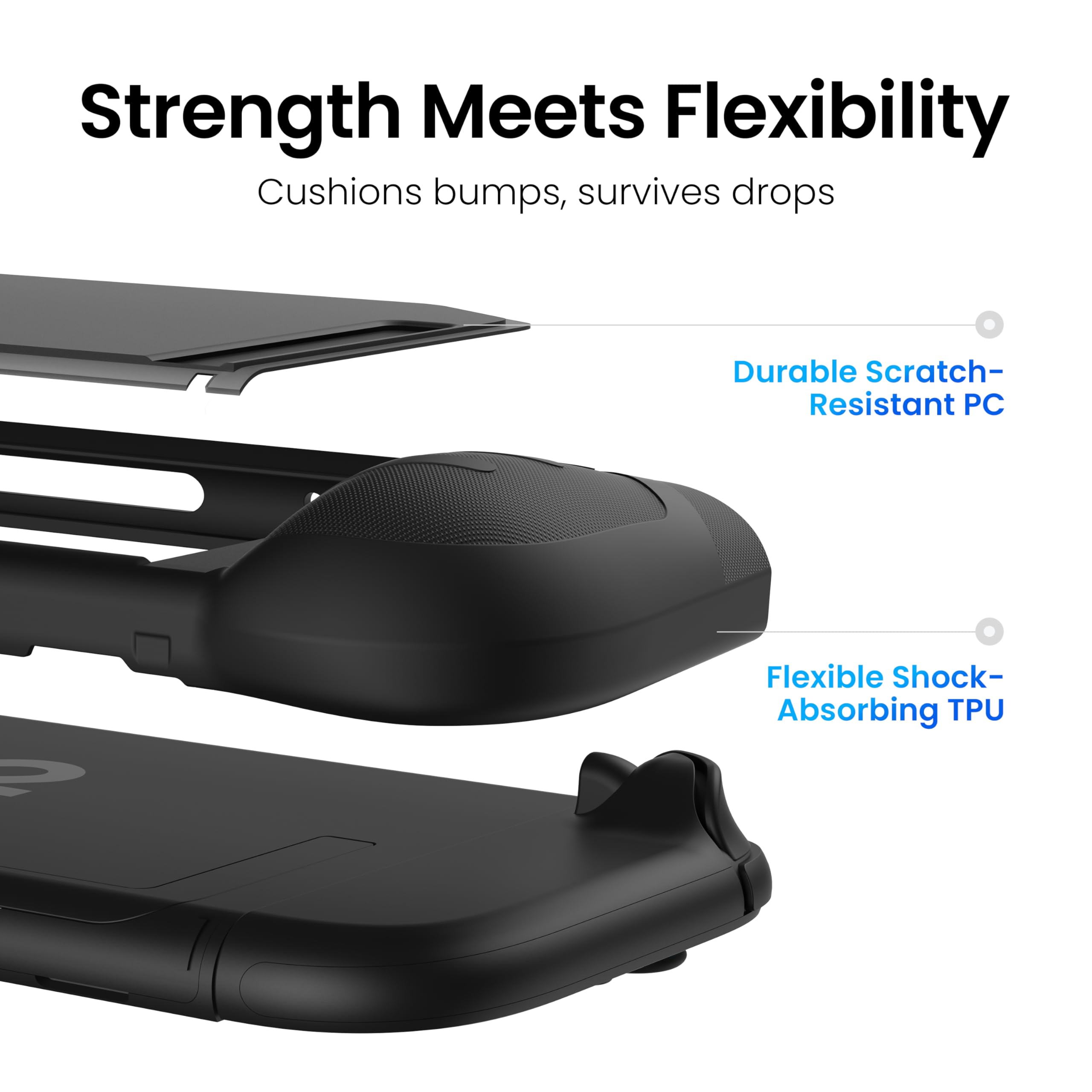 KIWIHOME P2 Dockable per Switch 2 Case 2025, Impugnatura ergonomica antiscivolo Custodia protettiva anti-caduta Accessori per Switch 2 Case, Nero