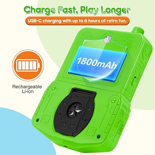 Miniatura 6 de Consola de juegos retro portátil para niños, 220 juegos clásicos, pantalla IPS de 3.5 pulgadas con ajuste de brillo, soporte integrado y batería