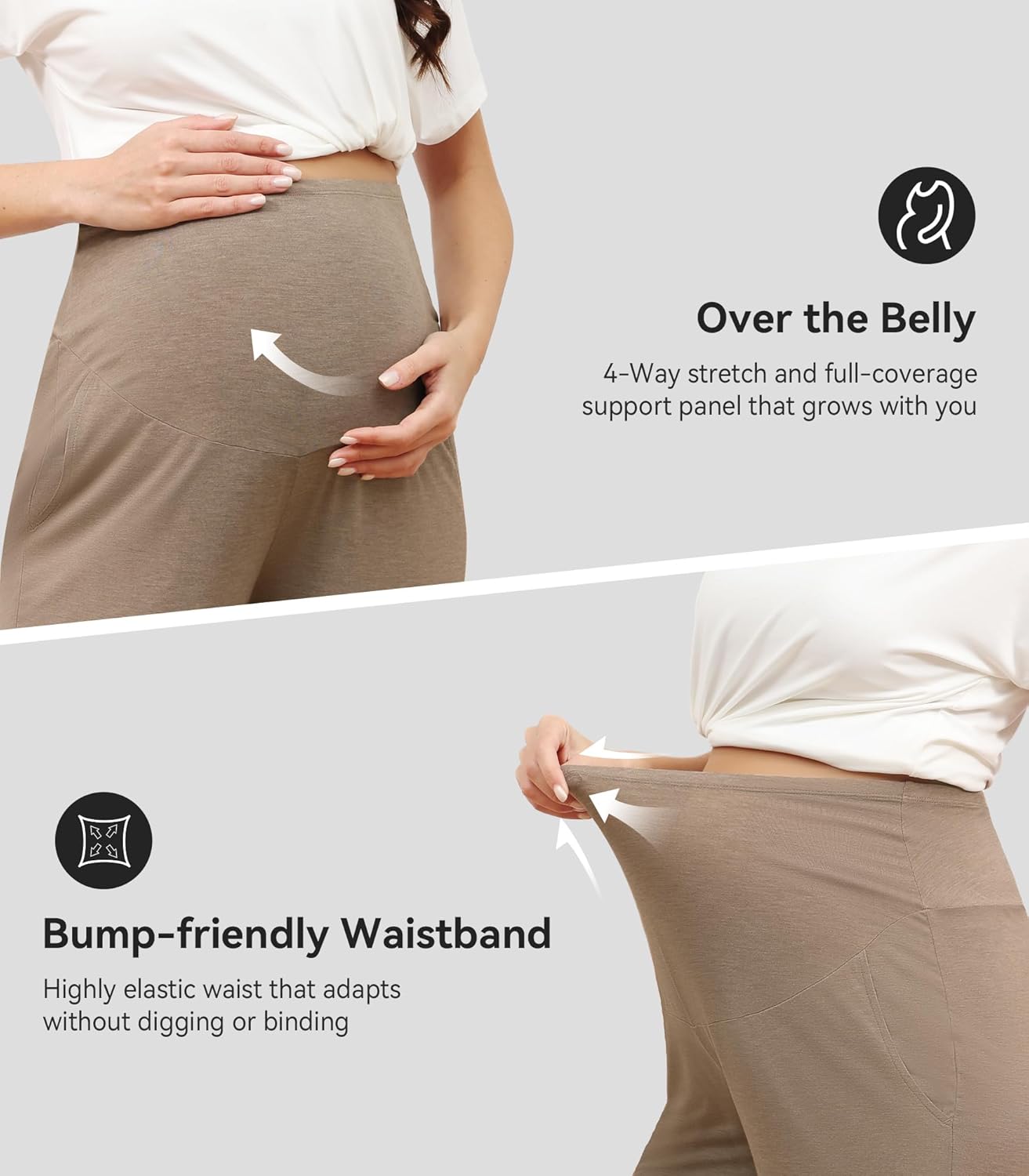 Maternity Pants for Women Bamboo Viscose Over The Belly Joggers with Pockets Soft Pregnancy Lounge Bottom S-XXL - Image 4