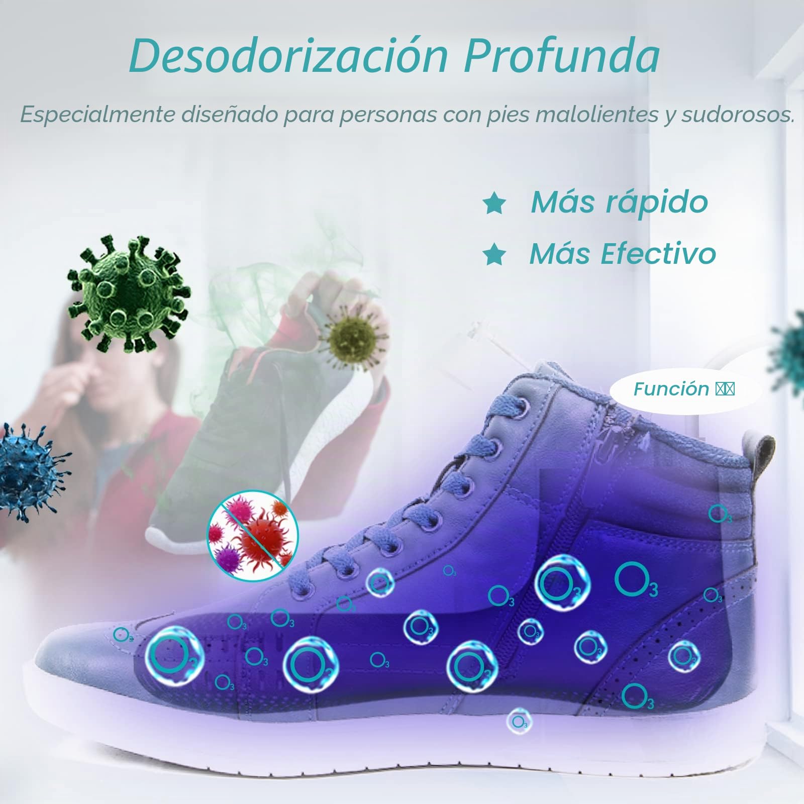 Voolex Secador Zapatos, Eléctrico Ozono Esterilización Ambientador con Temporizador, Botas Calentadas Calcetines Calientes, Especialmente para el Pie de Atleta, Forma de Pie Adulto | Bajo Ruido