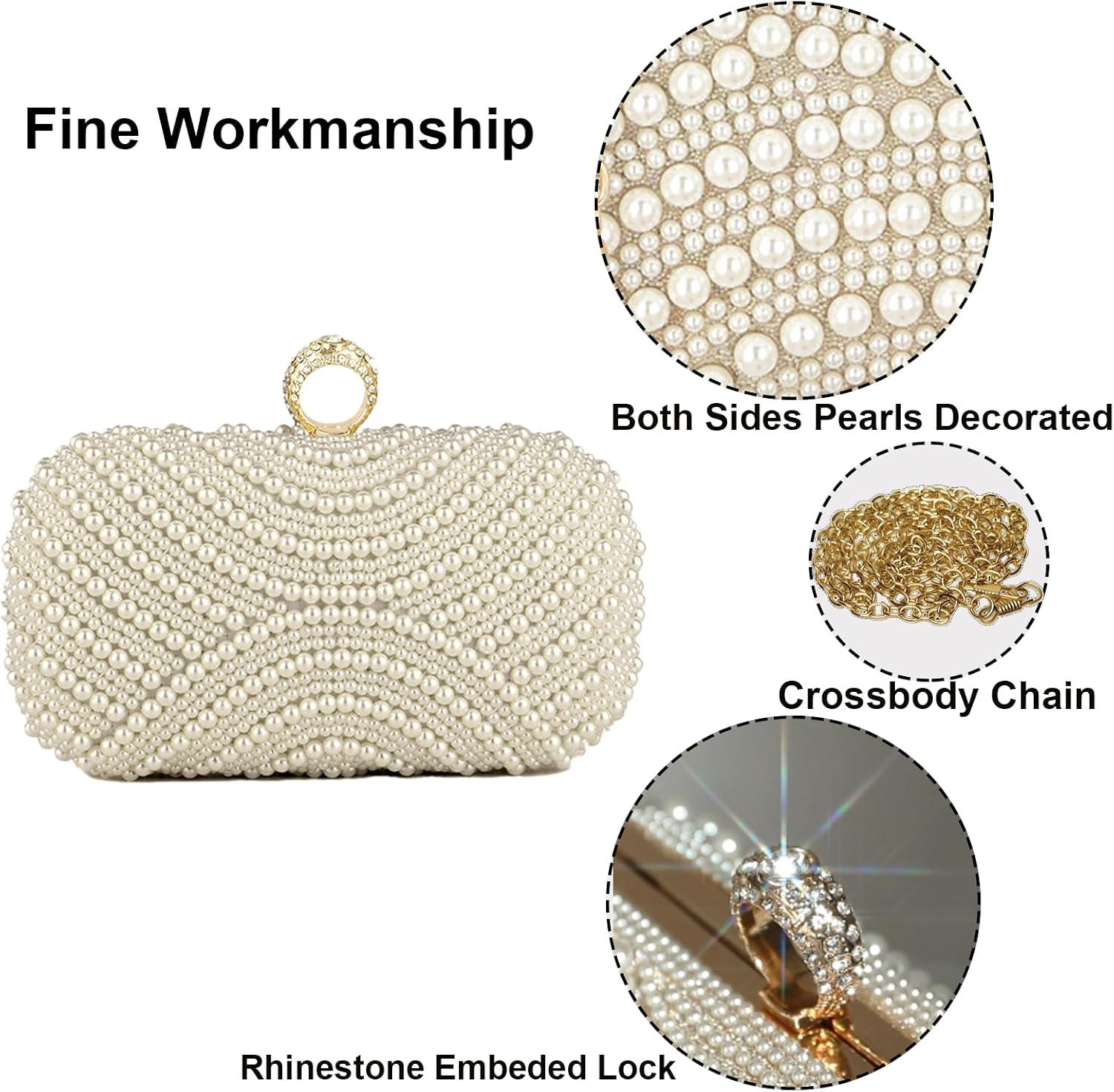Pearl Clutch Purses for Women Party Wallet Handbag Evening Clutch Bag