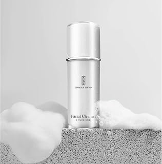 GlamourSeason Gentle Amino Acid Facial Cleanser: Rich Foaming, Non-Drying Face Wash for Makeup & Sunscreen Removal, All Skin Types, 1.7 fl oz