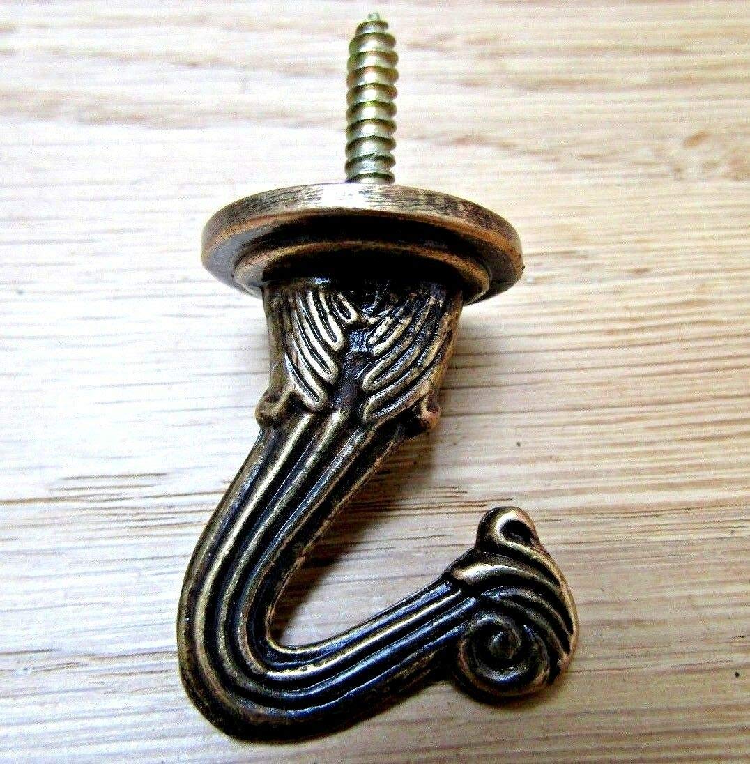 S & S international Ornate Ceiling Screw in Hook Antique Brass