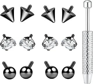 BodyBonita G23 Titanium Horseshoe Nose Rings Septum 16G with Threaded Piercing Taper/Pick Up Tool/Replacement Balls for Piercings - Circular Barbell/Spike Lip Piercing Helix Daith Jewelry for Women