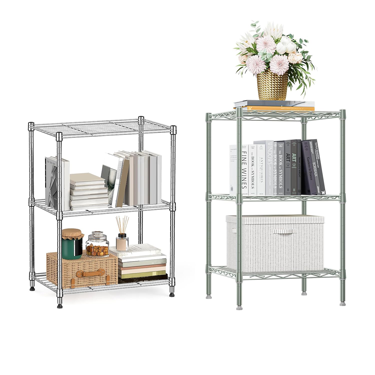 M MZG Estantería Metálica, Baldas Ajustables, para Cocina, Baño, Despensa y Oficina,Estudio