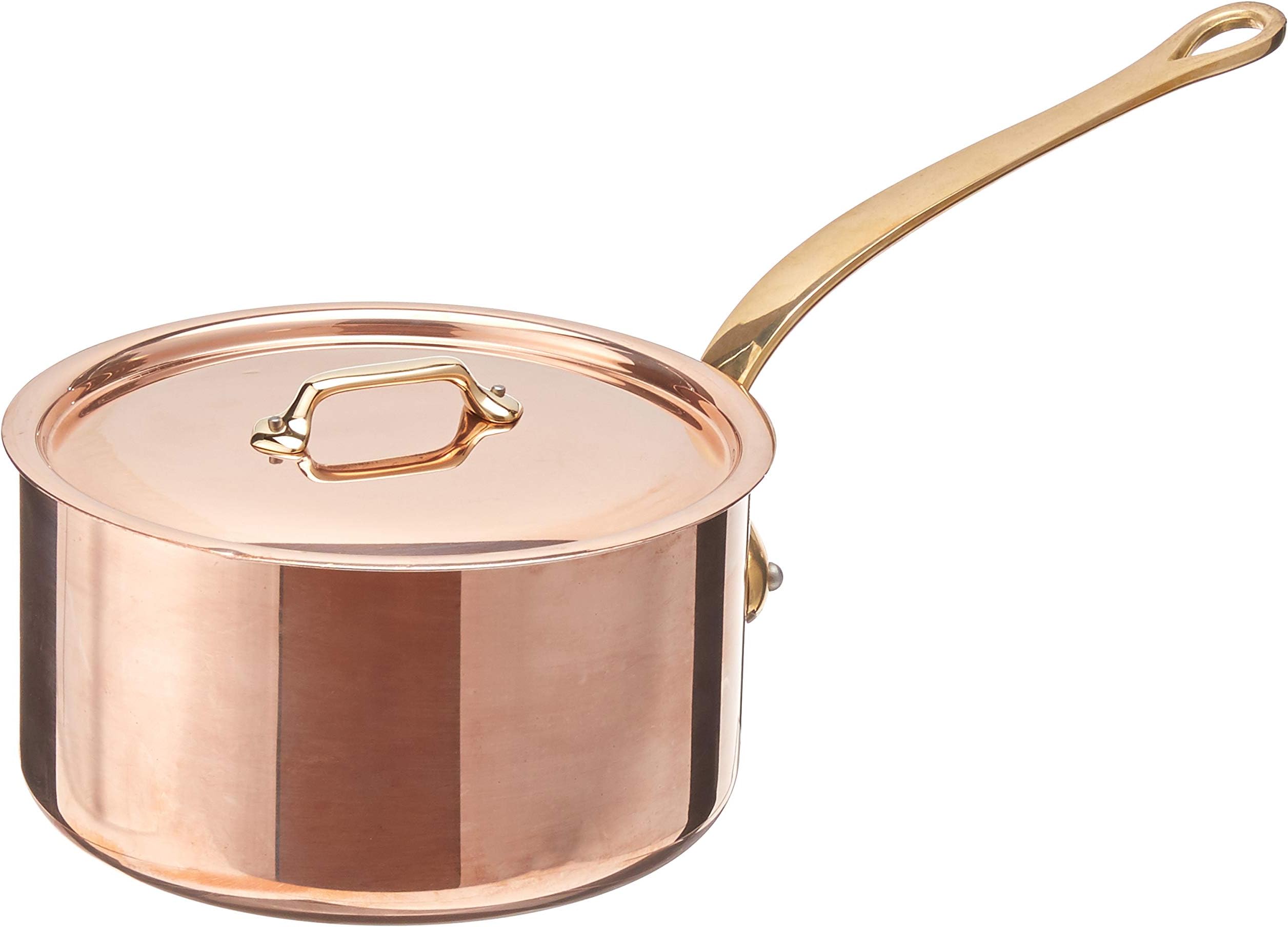 Mauviel M'Heritage 250B 2.5 mm 3.6 quart 20 cm Copper Saucepan & Lid, Bronze Handle
