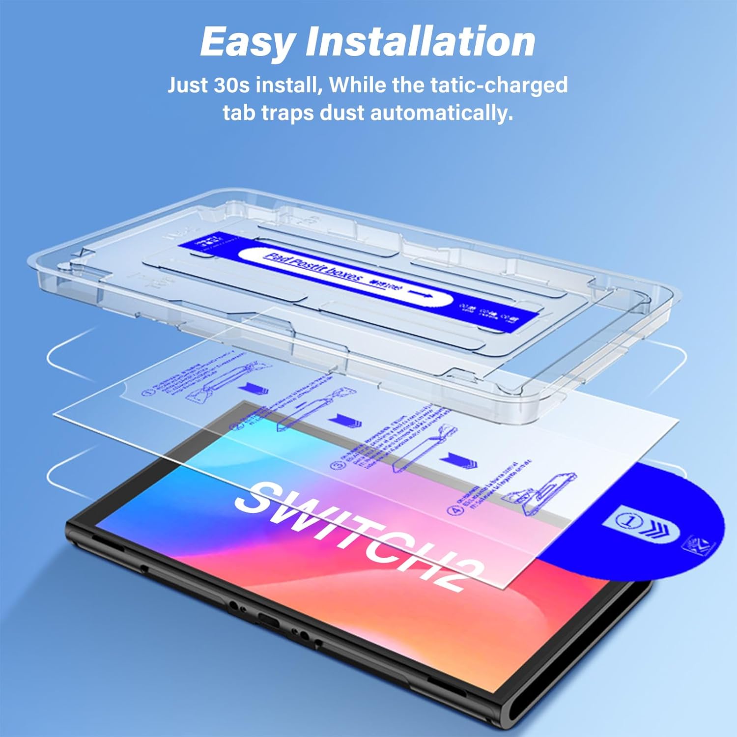 iPLYGAM Tempered Glass Screen Protector for Nintendo Switch 2, HD Clear 9H Ultra-Tough Hard Screen Protector, Anti-Scratch, Bubble-Free, Switch 2 Accessories Tempered Glass Screen Protector 1 Pack. - Image 3