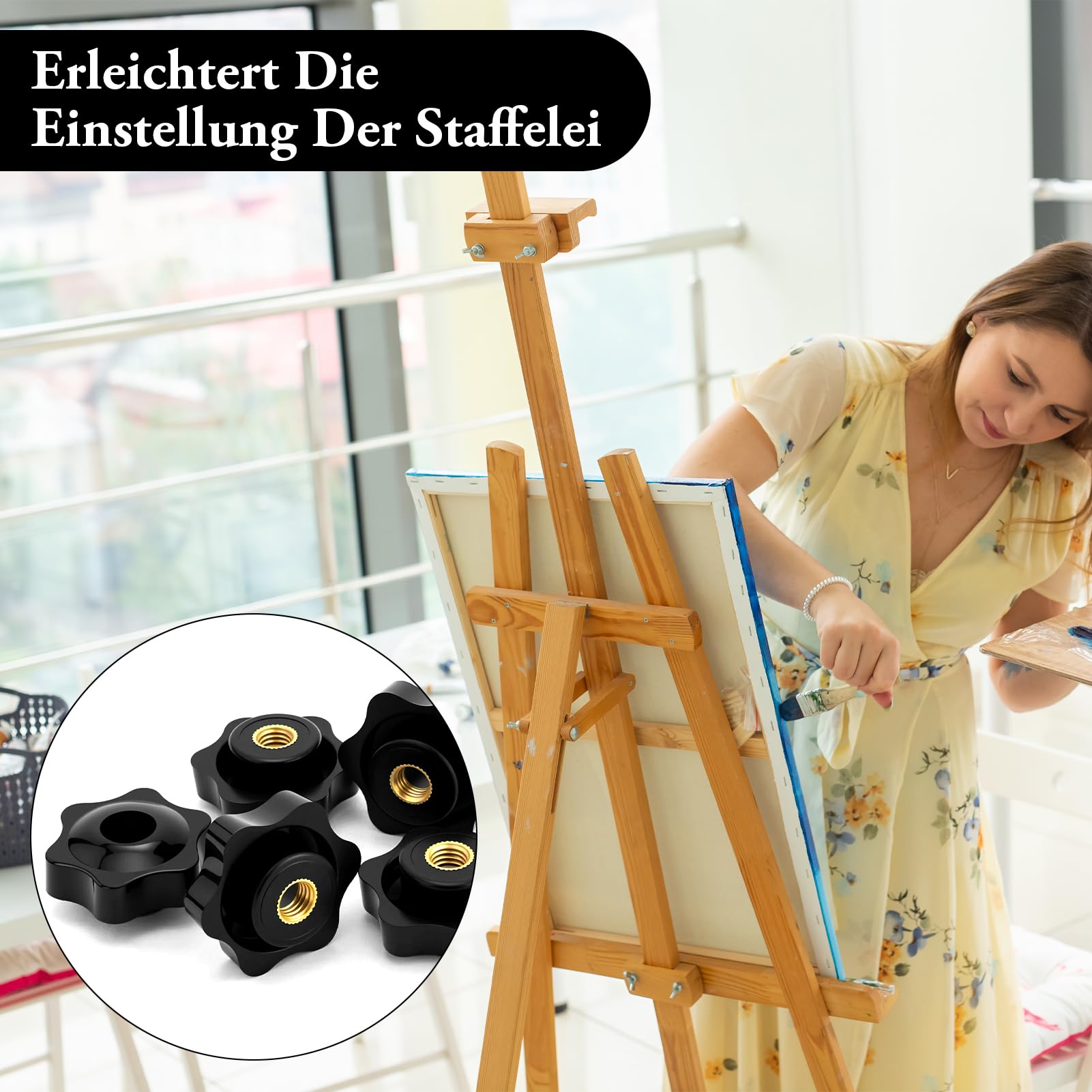 15 pezzi dadi a stella M8, manopole a stella M8, manopole a stella, diametro esterno 32 mm, nere, per industria, mobili, apparecchiature elettroniche, macchine utensili