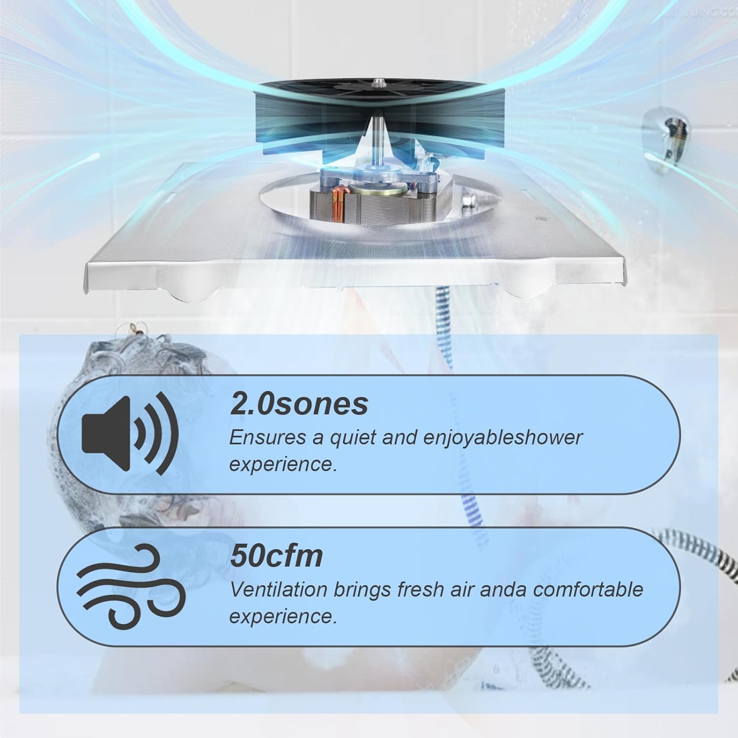 【Motoasis-Upgrade】 678-G/2678F-A Fan Compatible with Nutone 763 763N,Compatible with Broan 679-E/2679F-A 679FL-C N679-C 679L, 2.0 Sone,S97015163,8" x8-1/4 (50 CFM)