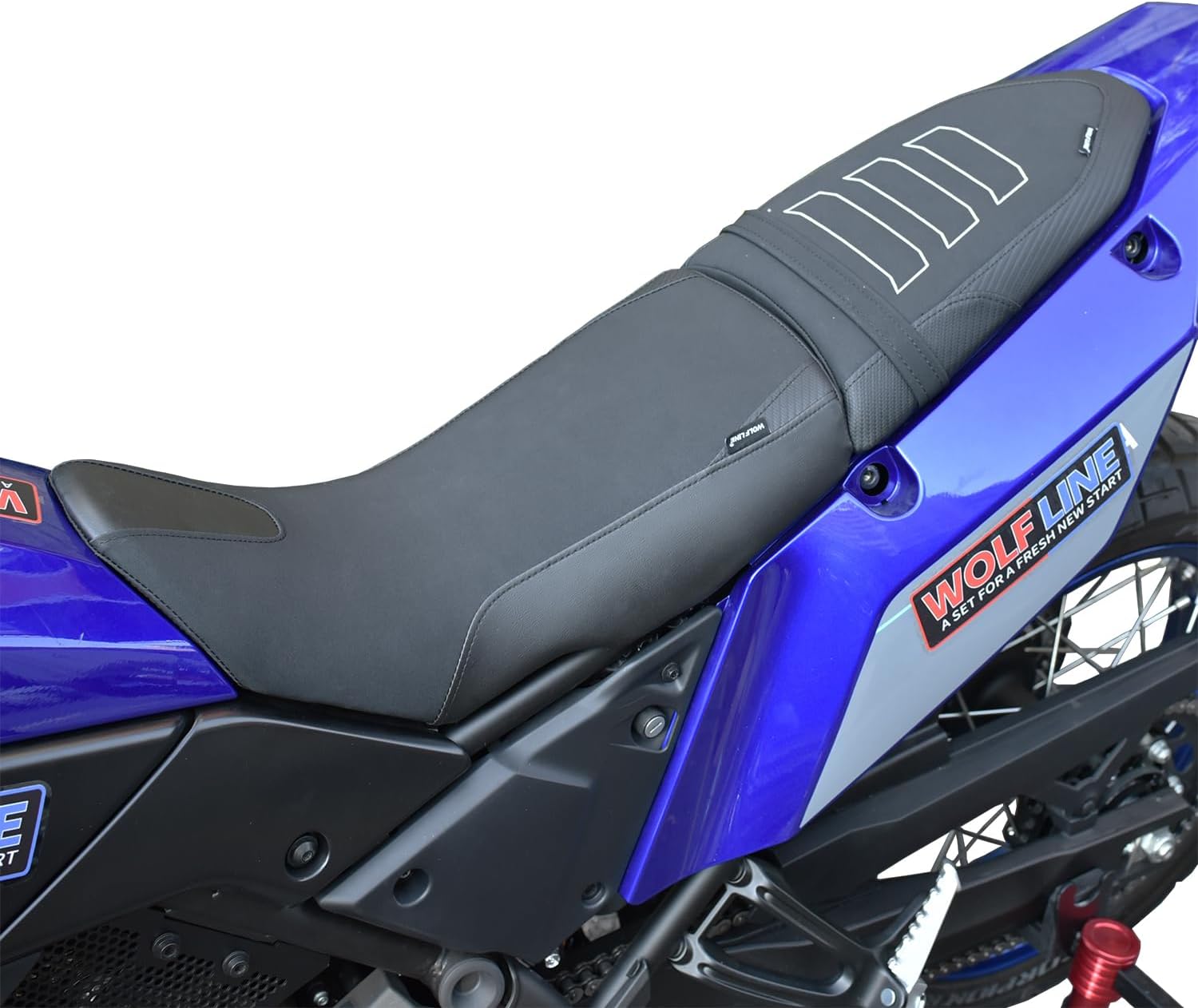 Motorcycle Leather Front Rider Saddle Solo Rear Passenger Seat Cushion Pillion Pad Compatible with Tenere 700 2019 2020 2021 2022 2023 2024, Black