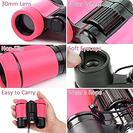 Scotamalone Kids Binoculars Shock Proof Toy Binoculars Set for Age 3-12 Years Old Boys Girls Bird Watching Educational Learning Hunting Hiking Birthday Presents