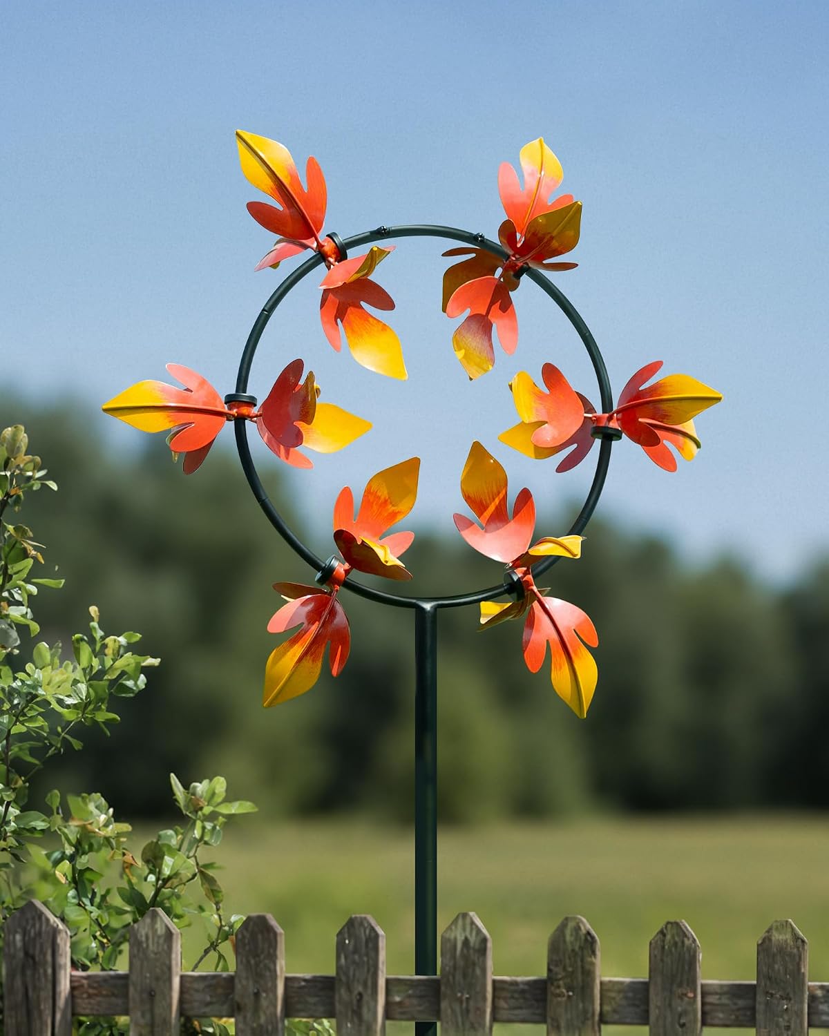 68 Inch Metal Wind Spinners, Maple Kinetic Yard Art Decor