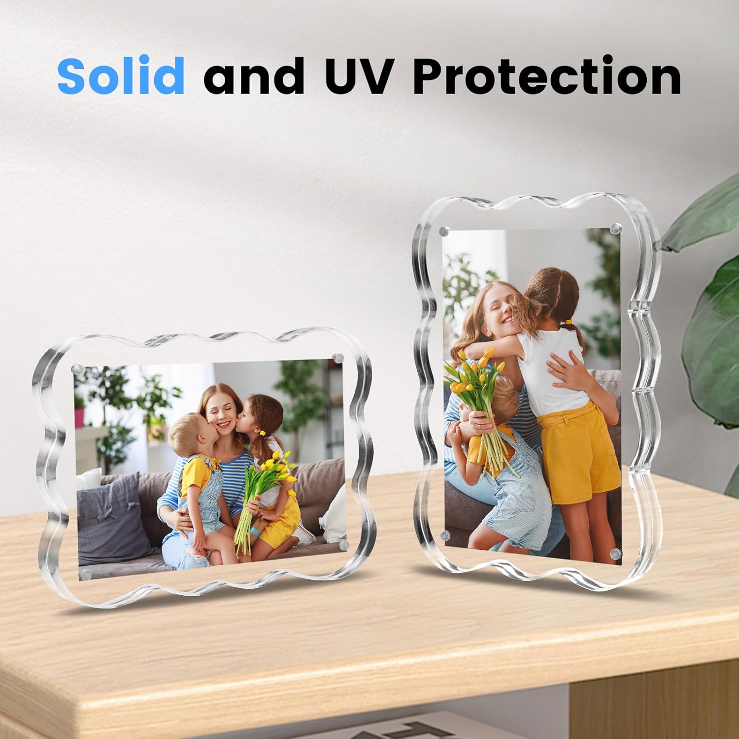 Acrylic Picture Frames 3 Pack, 4×6 In Magnetic Picture Photo Frames, Clear Frameless Photo Display Freestanding,Double Sided Picture Frame Gift for Desk Desktop Home Office Decor,UV Protection