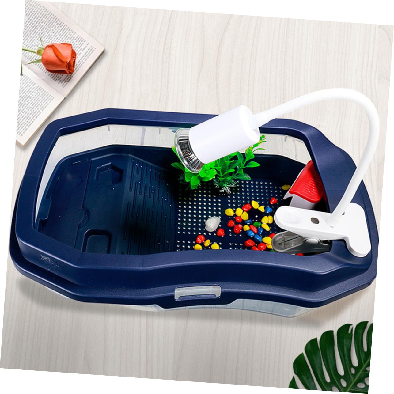 SUPVOX Terrario de Tortugas Plataforma de Secado y Tanque de Agua Doble, Plástico Resistente a Golpes y Desgaste para Alimentación y Hibernación