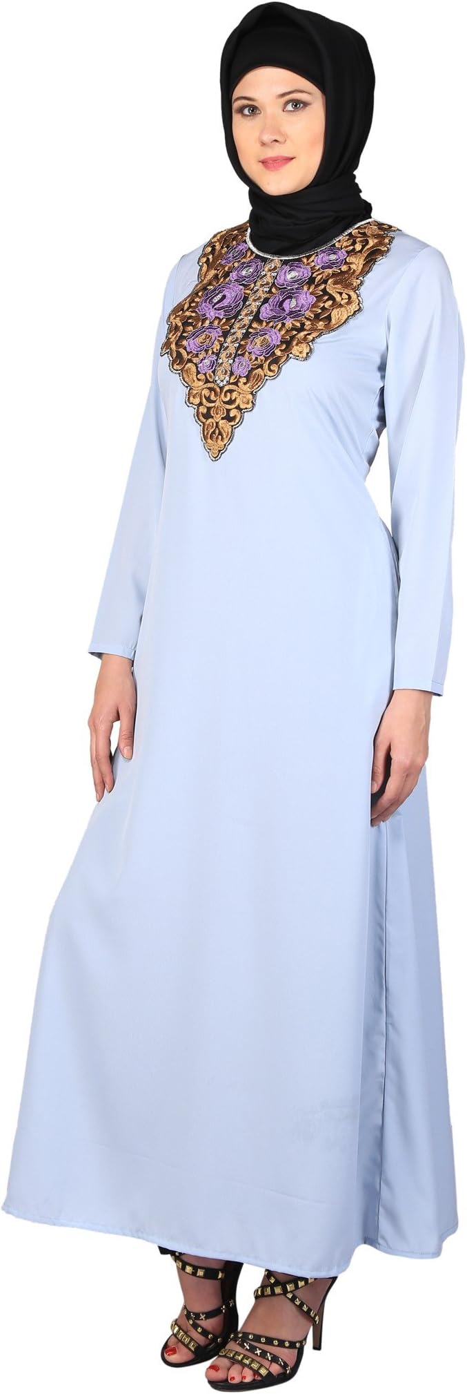 Abaya Kaftan Jilbab Modest Colorful Stylish Beautiful Latest Queen Sky Blue Abaya
