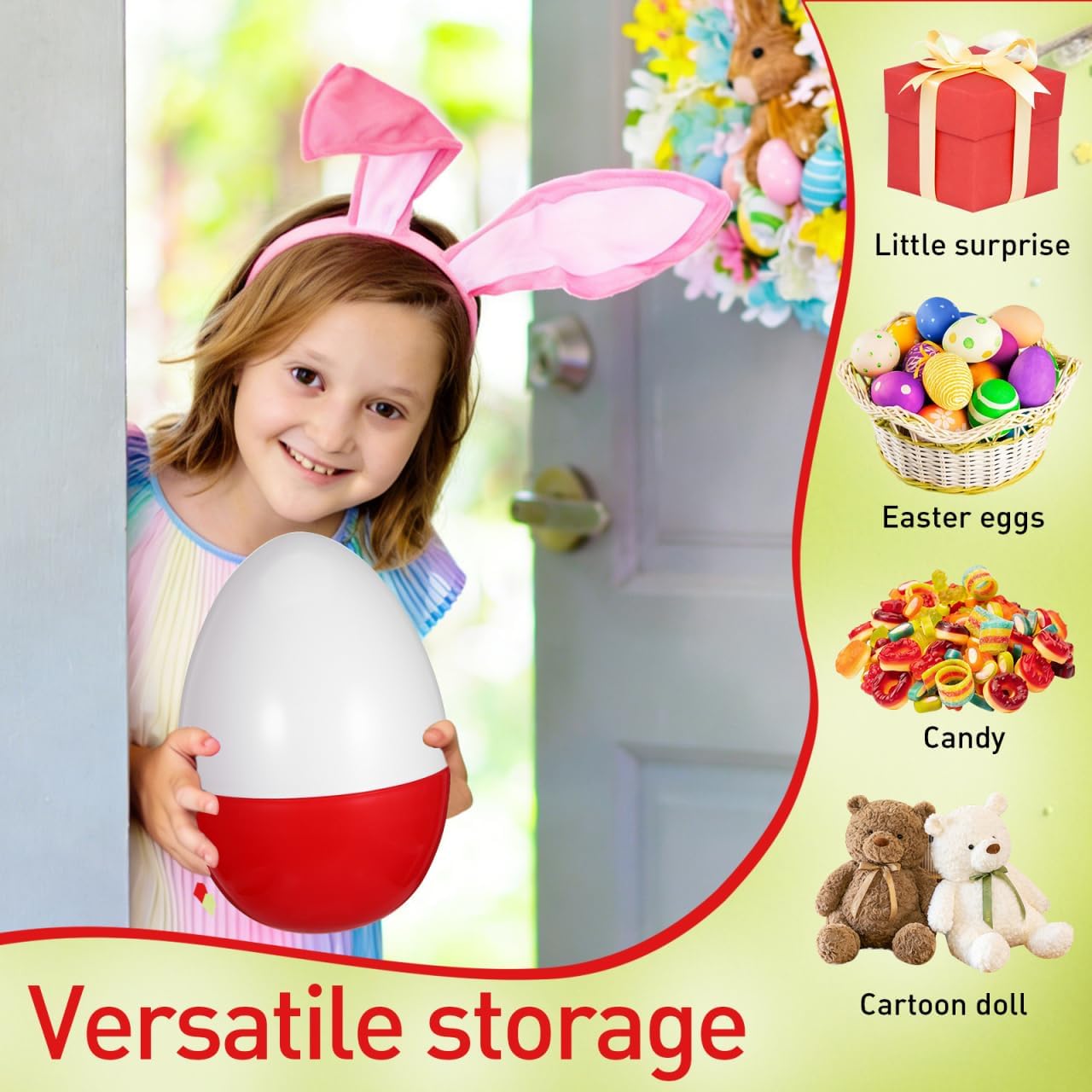 12" Giant Easter Egg - Extra Large Jumbo Plastic Easter Egg Fillable for Egg Hunt - Openable Big Egg Toy Candy Stuffer for Gift Basket, Party Favor Supplies & Decoration