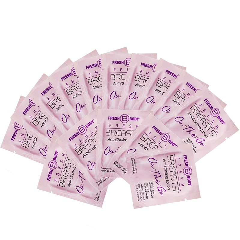Fresh Body FB Fresh Breasts Creme Desodorante Antiatrito em Loção que se transforma em Pó, Sem Fragrância, Pacote com 30 sachês de 2 g