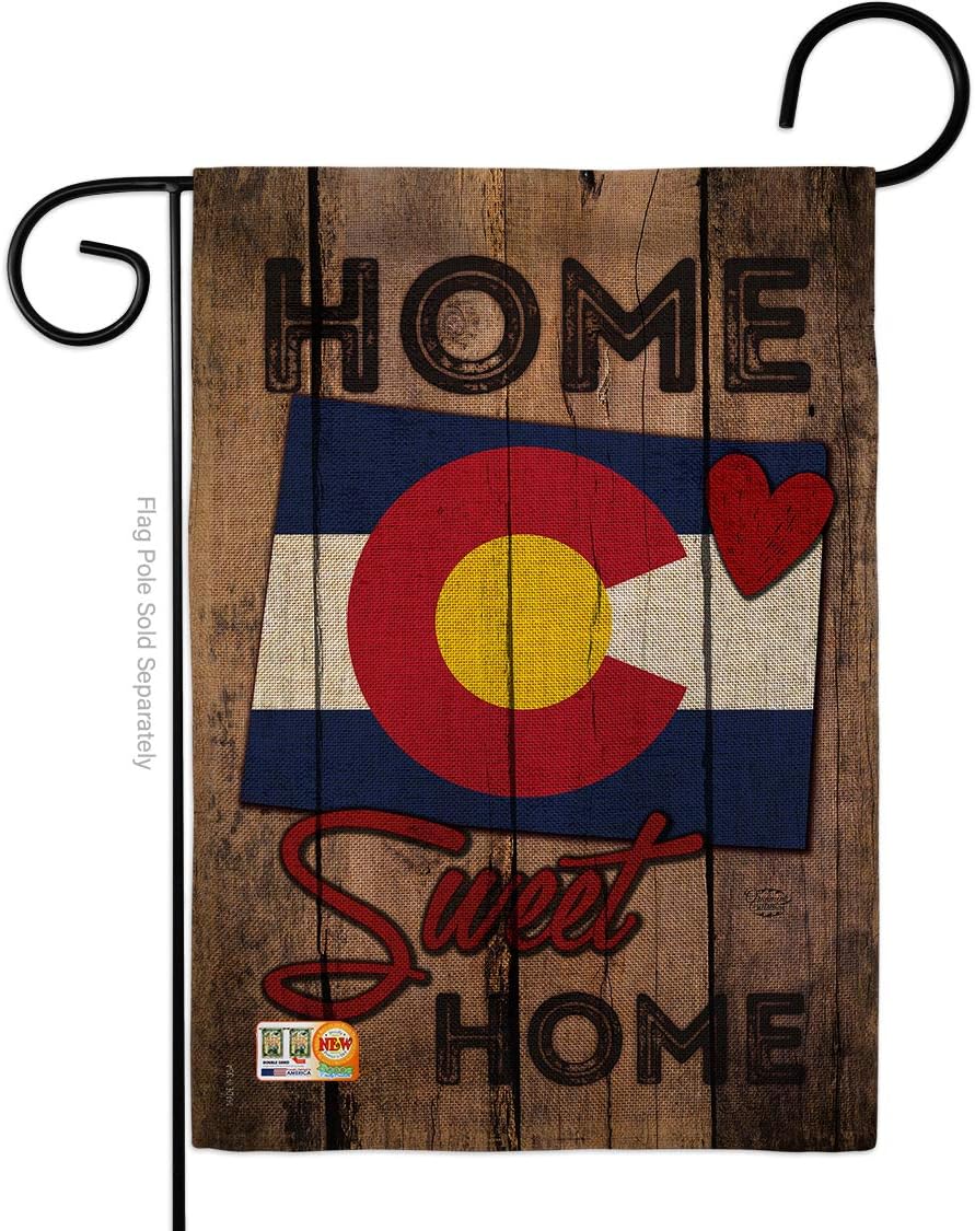 State Colorado Home Sweet Burlap Garden Flag Americana States USA American Territories Republic Country Particular Area Small Decorative Gift Yard House Banner Double-Sided Made In 13 X 18.5