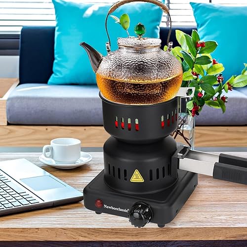 Miniatura 6 de Arrancador de carbón eléctrico, quemador de carbón duradero de 600 W con mango desmontable, cable de acero inoxidable de 4.9 pies, calentamiento