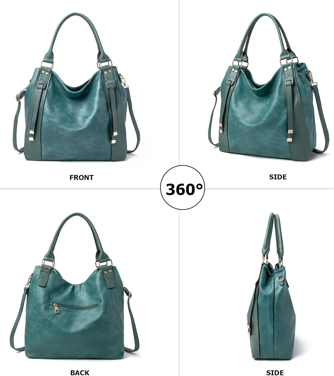 myfriday Soft Faux Leather Tote Bag for Women Large Ladies Hobo Bags Slouchy Shoulder Purse and Handbag with Adjustable Strap - Image 5