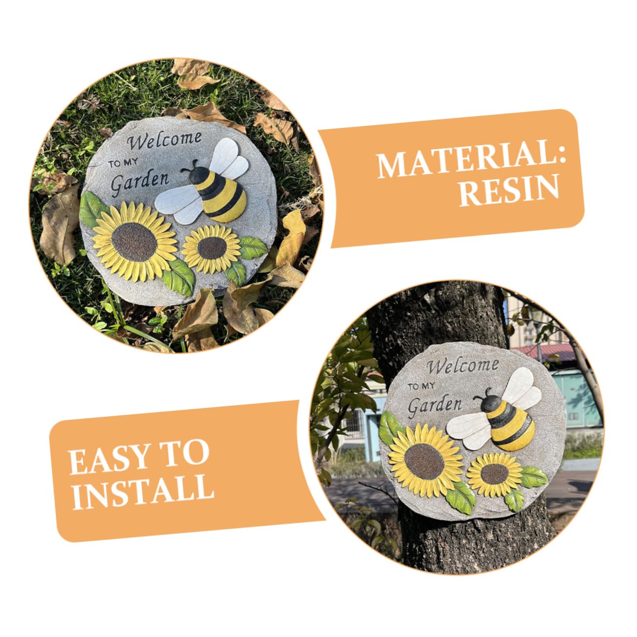 1pc Decorative Bee Stepping Stone Unique Sunflower Design for Garden Pathway Resin Decor Easy to Install for Villas and Courtyards