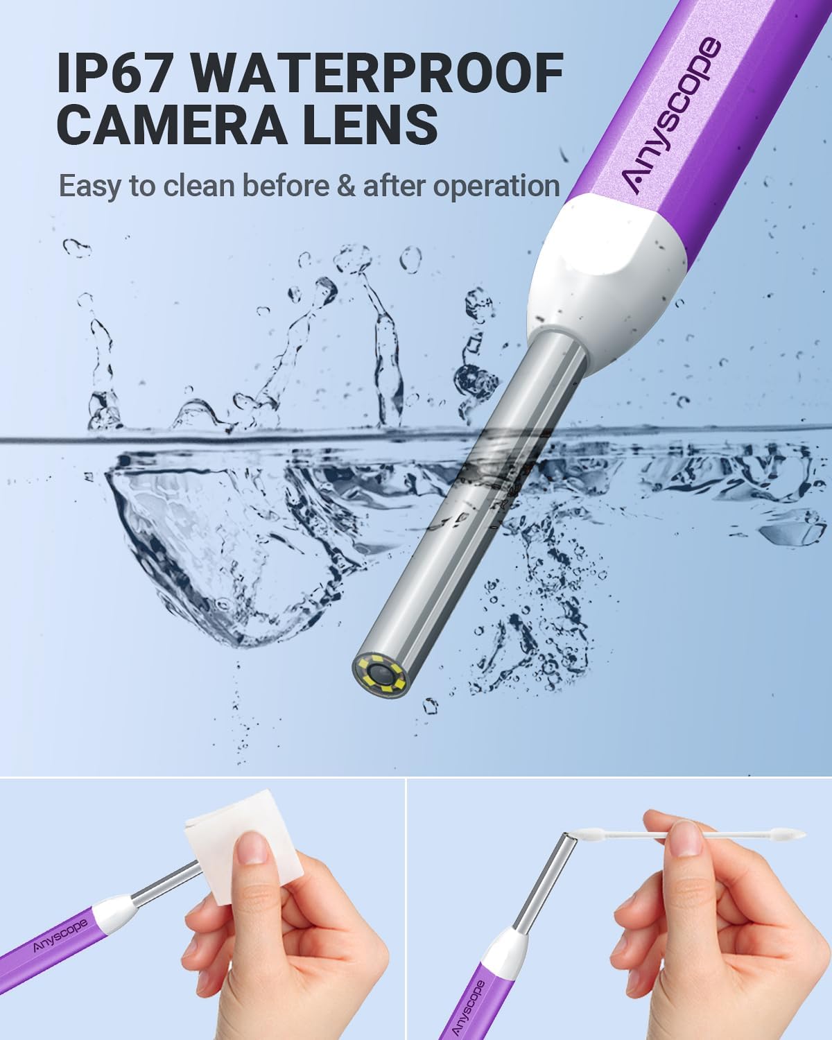Digital Otoscope with Gyroscope, HD Ear Camera with Ear Wax Removal Tools, Video Ear Scope Otoscope with Light, Compatible with iPhone and Android (Purple)