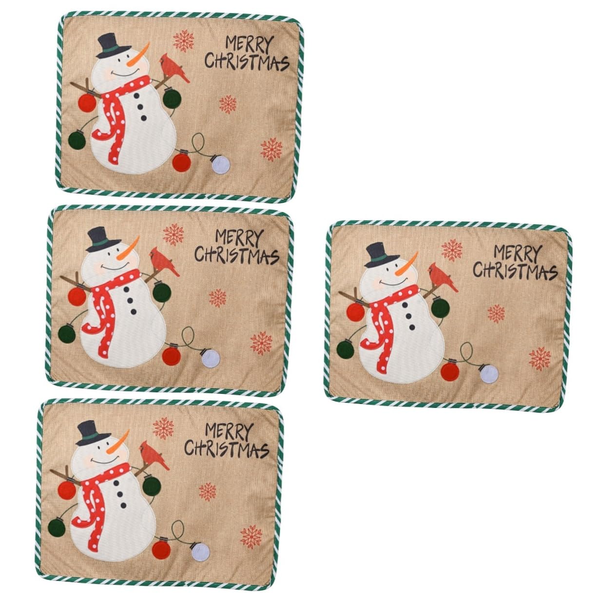 PRETYZOOM 4 Piezas Decoración Navideña Manteles Antideslizantes Manteles Individuales De Mesa De Santa Estera De Vajilla Mantel De Fiesta De Navidad Navideños Tela Green