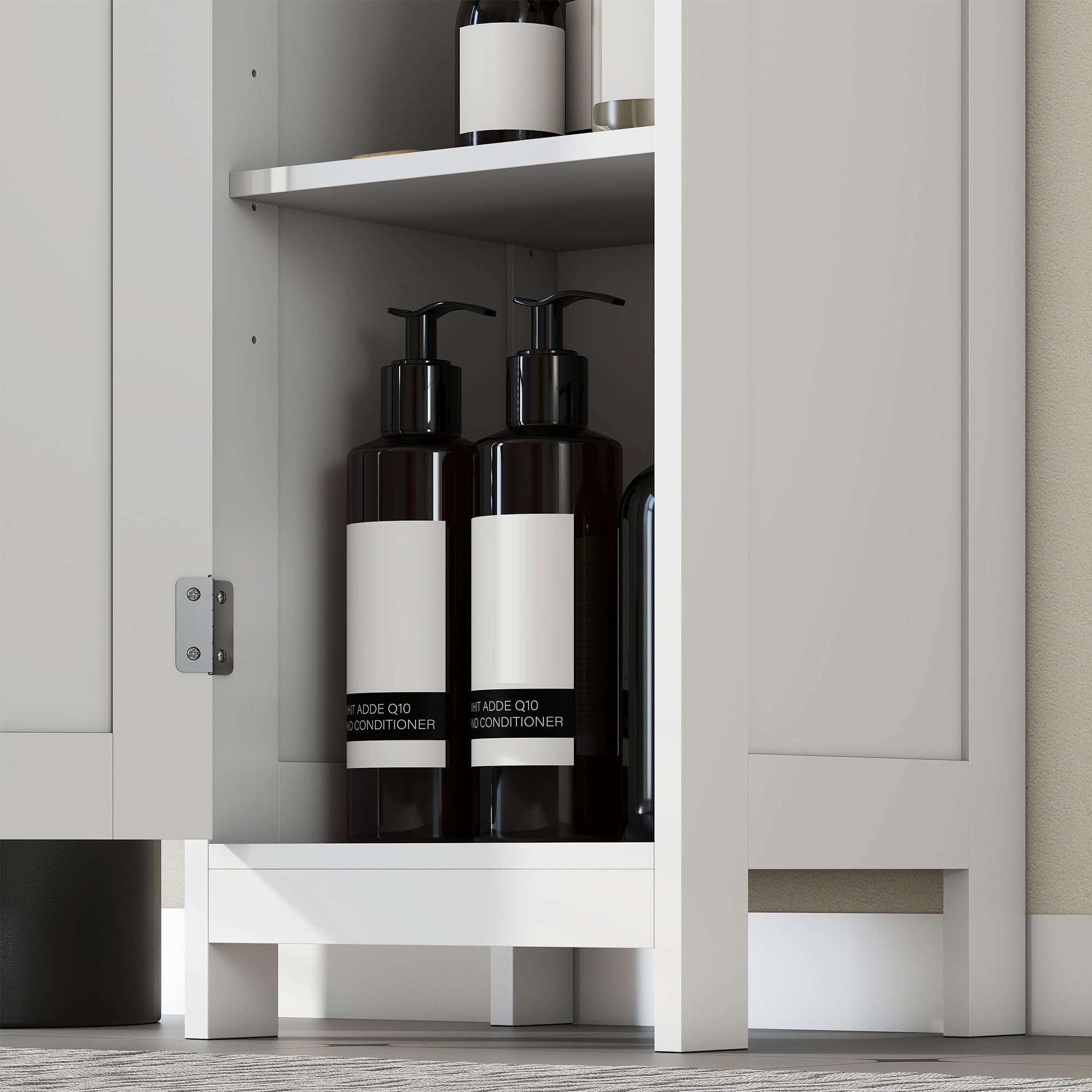HOMCOM Mobile Bagno a Colonna con 2 Armadietti e 2 Ripiani Aperti Mobiletto Bagno Salvaspazio con Ripiani Regolabili per Soggiorno Sala da Pranzo 30x30x170 cm Bianco