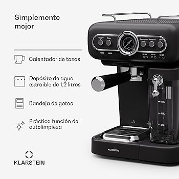 KLARSTEIN Cafetera Expresso Automatica con Espumador de Leche, Cafetera Espresso 1.2 l. Cafeteras, Pequeña de Acero Inoxidable 1350W para Capuccino, Cafetera Automatica, Maquina de Cafe3